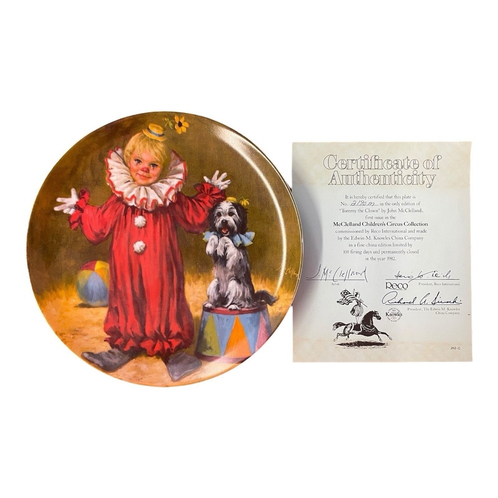 Tommy the Clown McClelland Children's Circus Collection‎ Reco Collectible Plate
